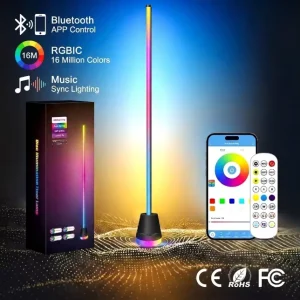 Dimmable RGBIC LED Floor Lamp Adjustable Music Sync Function for Party Standing Lamp Indoor Lights
