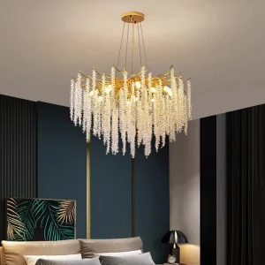 Dining Ceiling Lamp Modern Golden Pendant Lights for Living Room Crystal Luxury Chandelier