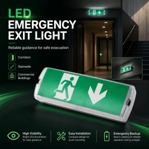 Direct Manufacturer IP20 Auto Test LED Emergency Light Bespoke Rechargeable Battery Backup Evacuation Lighting Warehouse Centers