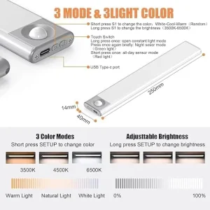 Display Cabinet LED Lights Cabinet Linear Light Wall Mounted Modern Design Waterproof High Brightness USB-C Rechargeable