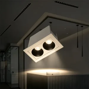 Double Head Anti Glare Embedded Grille Light for Clothing Boutique Paired Display Shelf Shadow Free Merchandise Ceiling Fixture