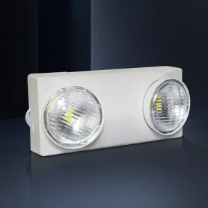 Double Headed Indoor Fire Emergency LED Light 3 Hours Battery Operated 6W Lithium Ion ABS Plastic CE White 24 Hours Exit