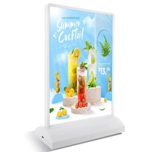Double-Sided Rechargeable A4/A5 Desktop LED Menu Board Acrylic Advertising Light Box with Glass Panel Frames for Business