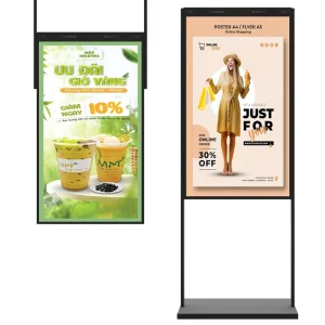 Double Sided Sunlight Readable Digital Signage 43 49 55 Inch Ceiling Hanging LCD Advertising Display Shop Window Screen