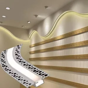 Drywall LED Bendable Aluminum Profile Extrusion Channel with Diffuser Plaster Embedded Flexible Curved Shape for Ceiling