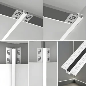 Drywall Wall Corner LED Aluminum Profile Strip Light Extrusion Channel Plaster Embedded Seamless for Ceiling Wall