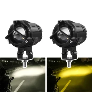 Dual Color LED Motorcycle Fog Driving Light 60W 6000Lm LED Projector Lens Spotlights Auxiliary Car Light Headlights Accessories