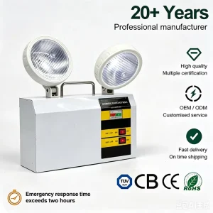 Dual Head LED Emergency Light 2*9W Rechargeable Backup Lighting with 2/8/10 Hours Runtime 85-265V Wall Mounted Lamp
