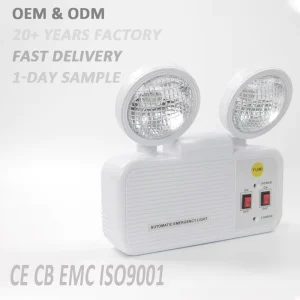Dual Head LED Emergency Light 2x3W Rechargeable Backup Lighting with 2 Hours Runtime 85 265V Wall Mounted Lamp