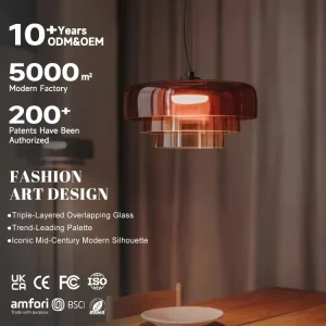 Dual Iron Glass LED Chandelier Pendant Light for Dining Room Villa Bistro Inn Interior Illumination