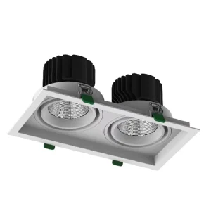 Dual Module Square Recessed Grille Spotlight for Retail Chain Unified Lamp Interior Symmetrical Ceiling Accent Light