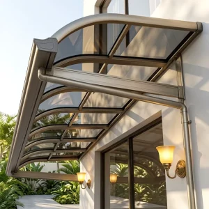 Durable Aluminum Alloy Canopy Polycarbonate Sheet UV Resistant Motorized Outdoor Rain Shelter for Doorway Patio Balcony Terrace