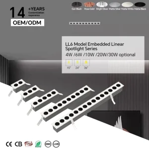 Durable Aluminum Framed Embedded LED Linear Light Anti Glare Narrow Beam Angle AC200-240V CE RoHS SAA for Apartment Lighting