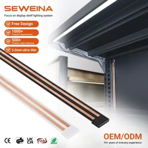 Durable Invisible DC24V Conductive Back Rail Supermarket Commercial Track Light for Showcase Racks