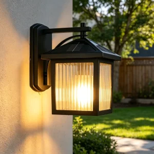 Durable Ip65 Waterproof E27 Wall Lamp With Aluminum Textured Glass Shade Commercial Villa Exterior Entryway Outdoor Lighting