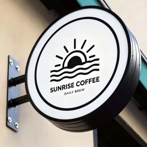 Durable Round 40cm 50cm Stainless Steel UV Printing Waterproof Light Box for Coffee Store Advertising