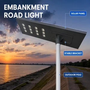 Dusk to Dawn Timer Control LED Lens Array Monocrystalline Solar Powered Road Light for Industrial Park