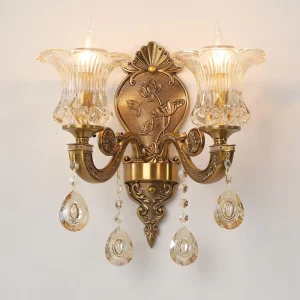 E14 Glass Wall Sconce European Bedroom Bedside Wall Lamp with Contemporary Design Luxury Antique Zinc Alloy Interior Lighting