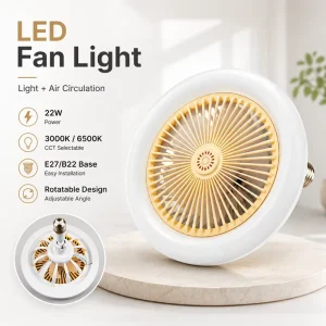 E27 Ceiling Fan Light Silent Remote Control Dimmable 3 Color LED 22W 5 Blades Modern Design Bedroom Living Room Kitchen