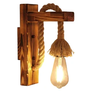 E27 Japanese Retro Hemp Rope Wall Lamp Creative Homestay Wall Light Bedroom Restaurant Model Room