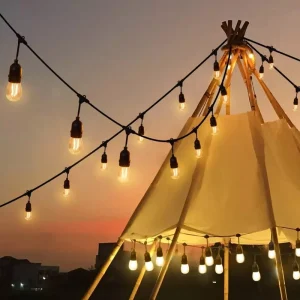 E27 Outdoor String Lights IP65 Waterproof Warm White LED Bulb Lights for Garden Patio Camping