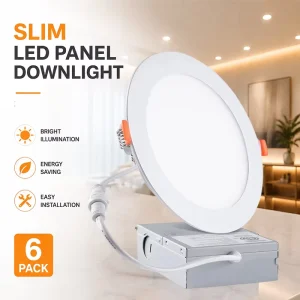 ETL 6Pack 5CCT Dimmable Recessed Ultra Slim LED Ceil Flat Panel Light Aluminum Round Waterproof LED Ceiling Light for Bedroom