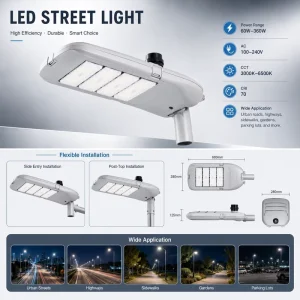 ETL CE CB Certified Aluminum Alloy Modular LED Street Light 60W-360W IP66 160lm W SMD5050 AC Smartthings Compatible Outdoor