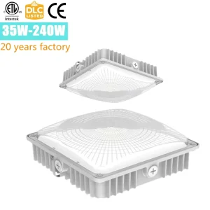 ETL CETL DLC SAA 130LM W 170LM W 80w car park garage canopy light ip65 110v 230v 277v surface and pipe mounted canopy downlight