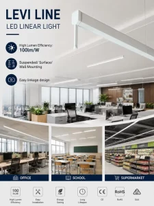 ETL CETLus Listed 5 CCT Selectable LED Linear Light 100lm W Direct Indirect Suspended Linear Office Pendant Light