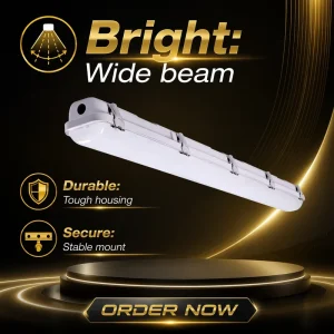 ETL Certified 40W IP66 LED Waterproof Vapor Tight Outdoor Garage Warehouse Light Fixture for Office Parking Lot 5 Year Warranty