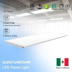ETL DLC 2×4 LED Panel Light Emergency 135lm/W 5CCT Selectable 3500-6500K 5-Watt Selectable 30-70W 0-10V Office Retail Showroom