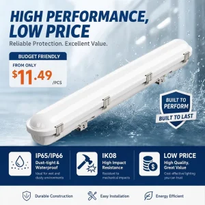 ETL DLC LED Linear Tri Proof Light Moisture 100 277Vac Vapor IP65 Fixture Cold Room Damp proof Waterproof Dimmable Warehouse