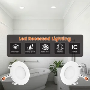 ETL Damp Rated 4 Inch 5CCT LED Recessed Lighting Dimmable Can Lights with Retrofit Installation