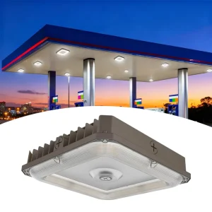ETL Listed 60W 80w Outdoor LED Canopy Lights Daylight Square Gas Station Light for Carport Garage Warehouse Petrol Station