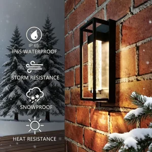 ETL Listed Outdoor LED Wall Sconce 12W 5CCT Tunable Triac Dimmable IP65 Waterproof Crystal Glass Villa Exterior Light
