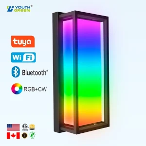 ETL Listed Tuya WIFI up Down Exterior Wall Lamp 30W IP65 Waterproof Wall Mount Outdoor Led Wall Lamp RGBCW Color 0-100%dimmable