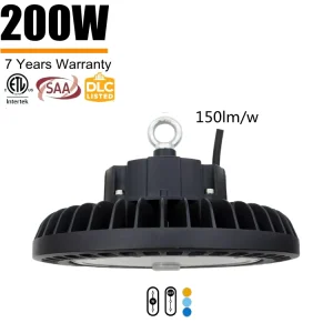 ETL NOM EMC No Blink Flicker Thick UFO High Bay Manufacturer Waterproof 30000lm 200w 60 90 Degree Beam Angle Changeable Highbay