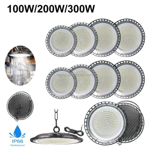 EU Stock DOB 100 277V UFO High Bay Light 100W 200W 300W for Industrial Commercial Workshop Factory Warehouse Shopping Mall