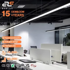 EZELED Aluminum Housing Indoor Industrial Anti Glare Led Pendant Linear Light with Long Bulb’s Lifetime
