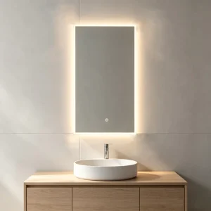 Eco Copper Free LED Bathroom Mirror Front Back Light Replaceable Sanded Frame Anti Oxidation IP44