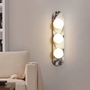 Eco Friendly Modern LED Marble Wall Lamp with 220V Compatibility for Living and Hotel Rooms Decorative Lighting
