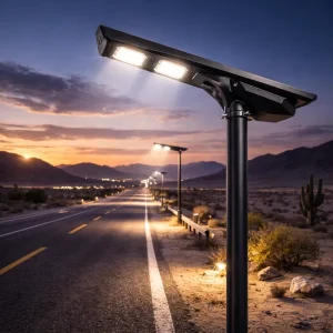 Efficient LED IP65 IK08 AC Powered Integrated Solar Street Light Plastic Components for Road Village Park Residential Area