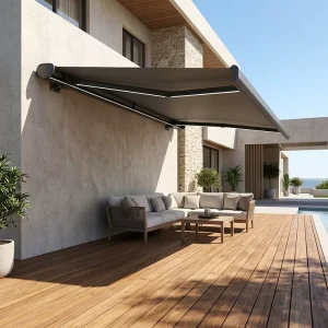 Electric Fully Enclosed Retractable Sun and Rain Canopy Suitable for Outdoor Gardens Courtyards Cafés and Restaurants
