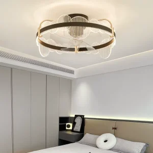 Elegant Ceiling Fan Chandelier Modern Luxury Gold LED Pendant Lamp with Remote Control for Living Room Dining Room