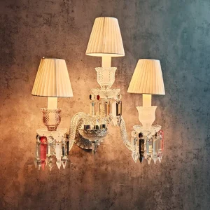 Elegant Fabric Shade Crystal Wall Lamp Twisted Glass Arms for Hotel Lobby Guest Room Decor Wall Sconce