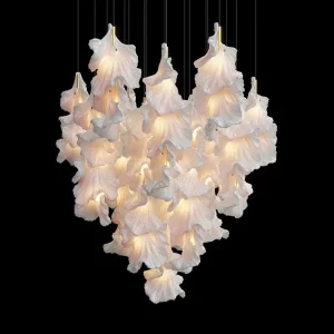 Elegant Flower Shape Chandelier Pendant Light Modern Nordic Style Ceramic Pendant Light for Hotel