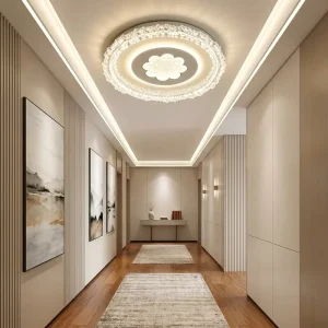 Elegant Flush Mount Ceiling Light Round Scalloped Crystalline Border Interior Lighting Three Color Dimmable Luxury Home Lighting