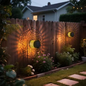 Elegant Iron Craft Mandala Shadow Projection Solar Powered Dusk Dawn Auto Lighting Waterproof Wall Mounted Solar Garden Light