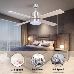 Elegant Modern Light Wood Color 52 Inch 4 Plywood Blade Modern Ceiling Fan With Light