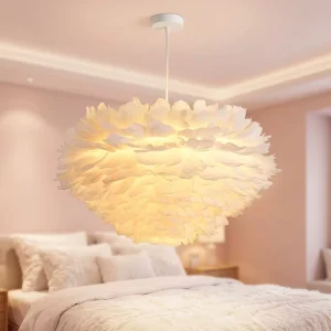 Elegant Vintage Contemporary Chandelier Pendant Light Feather Lamp Warm White Switch Control for Villas and Malls